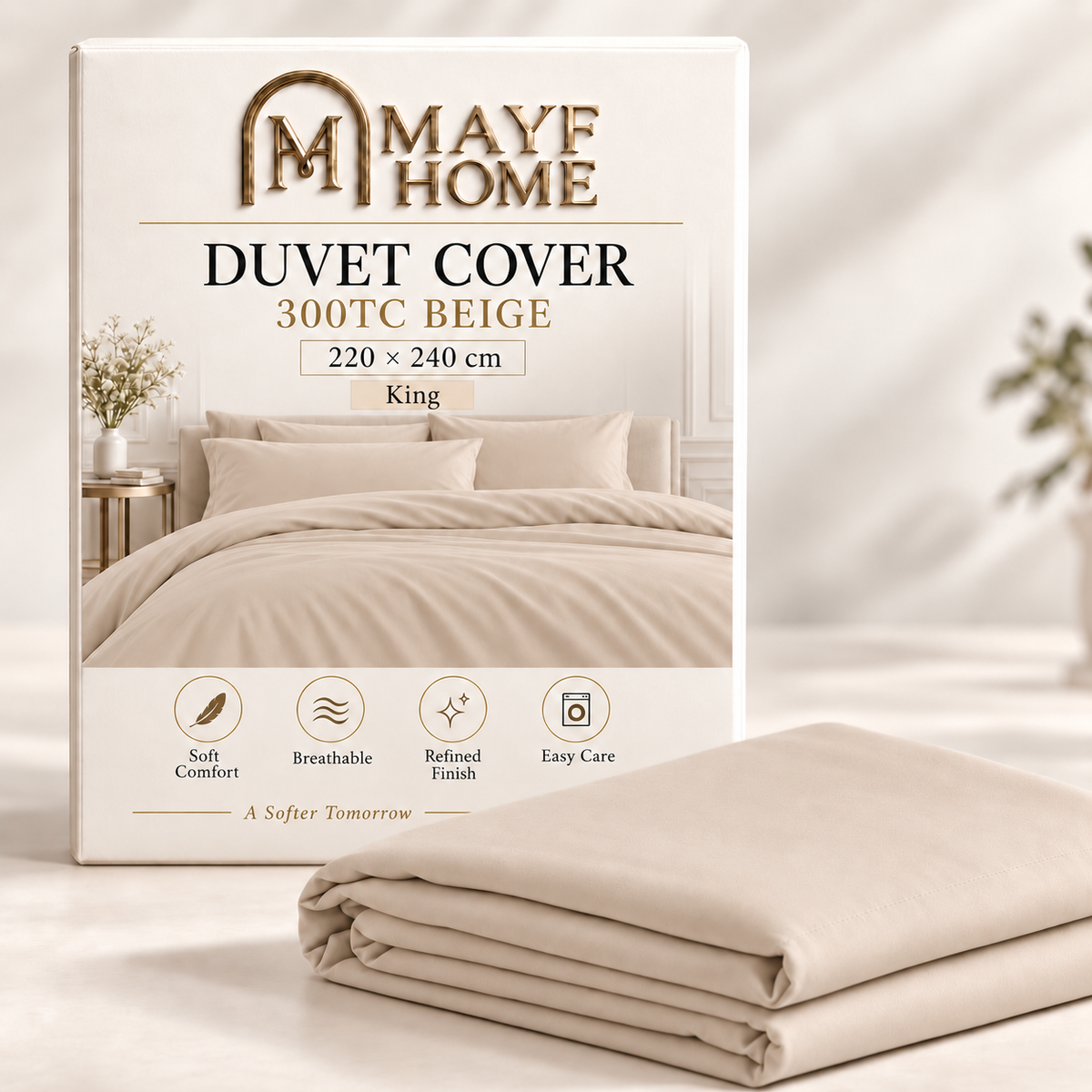 MAYF Home 300TC Duvet Cover – Beige