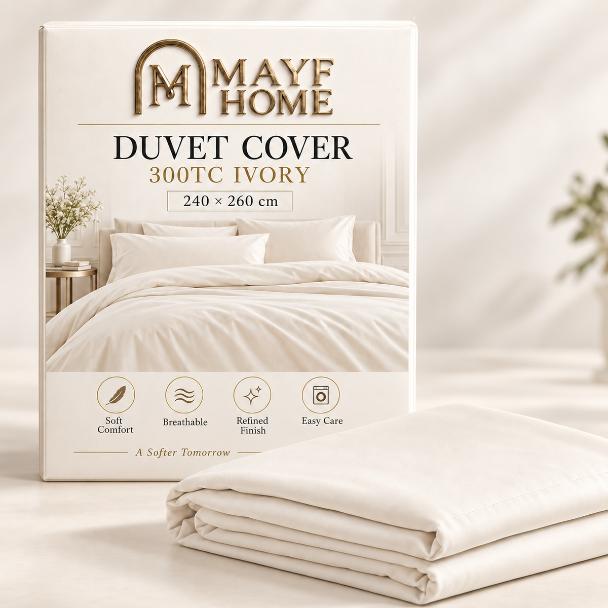MAYF Home 300TC Duvet Cover – Ivory