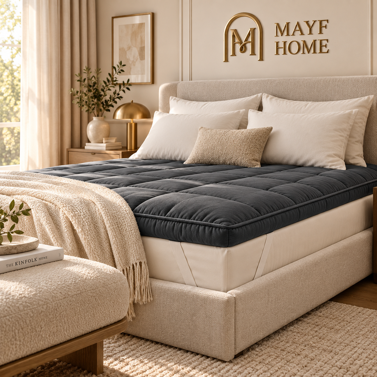 MAYF Home 300TC Mattress Topper – Charcoal
