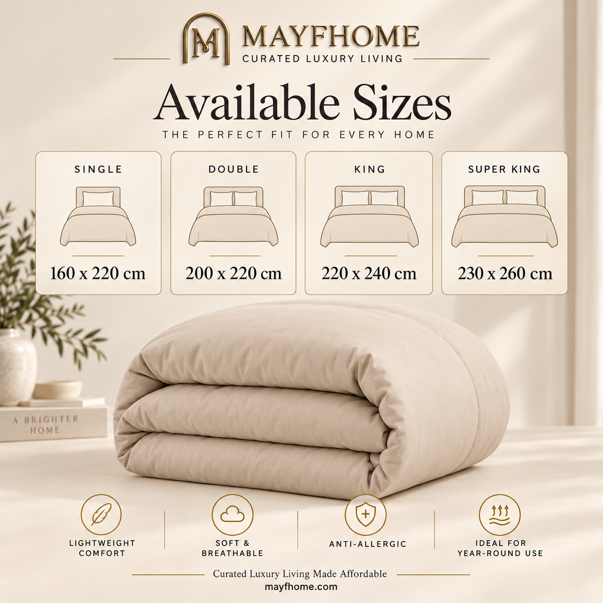 لحاف MAYF Home بكثافة نسيج 300 – بيج