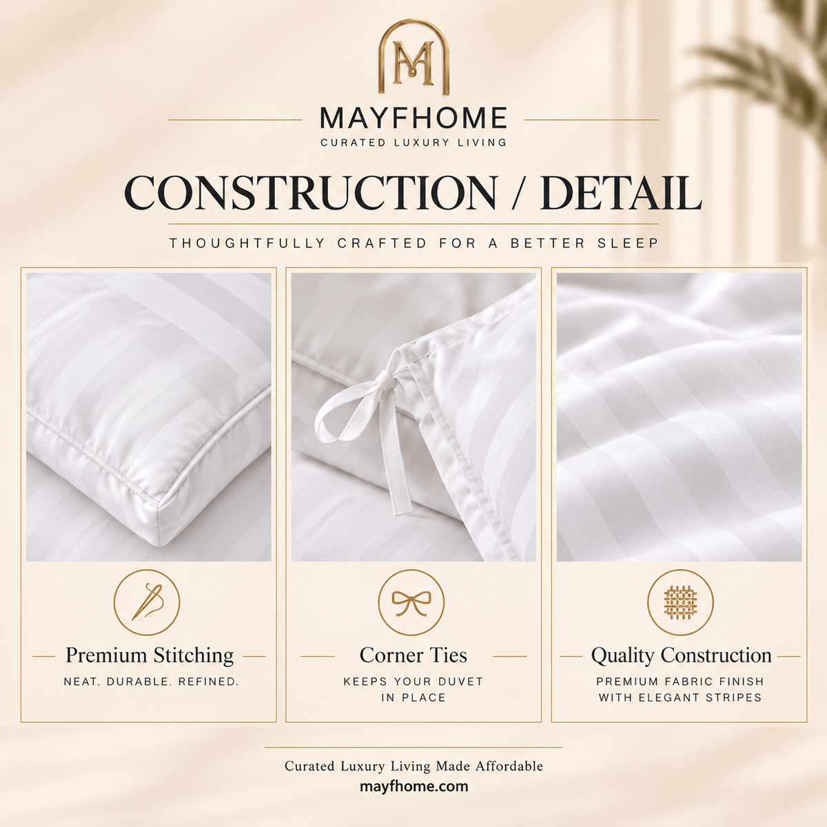 MAYF Home 300TC Duvet – White Stripe