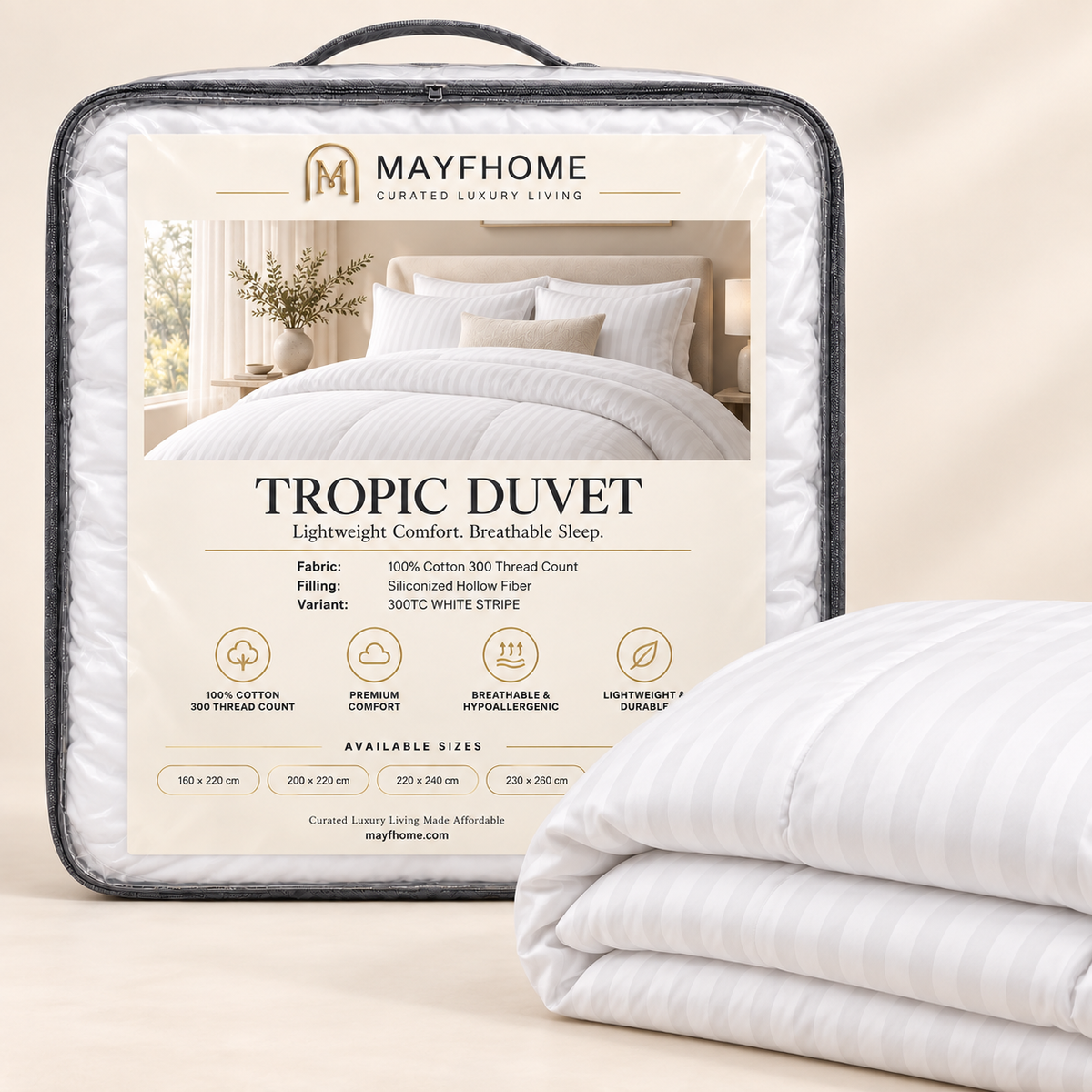 MAYF Home 300TC Duvet – White Stripe