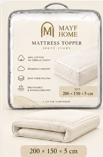 MAYF Home 300TC Mattress Topper – Ivory