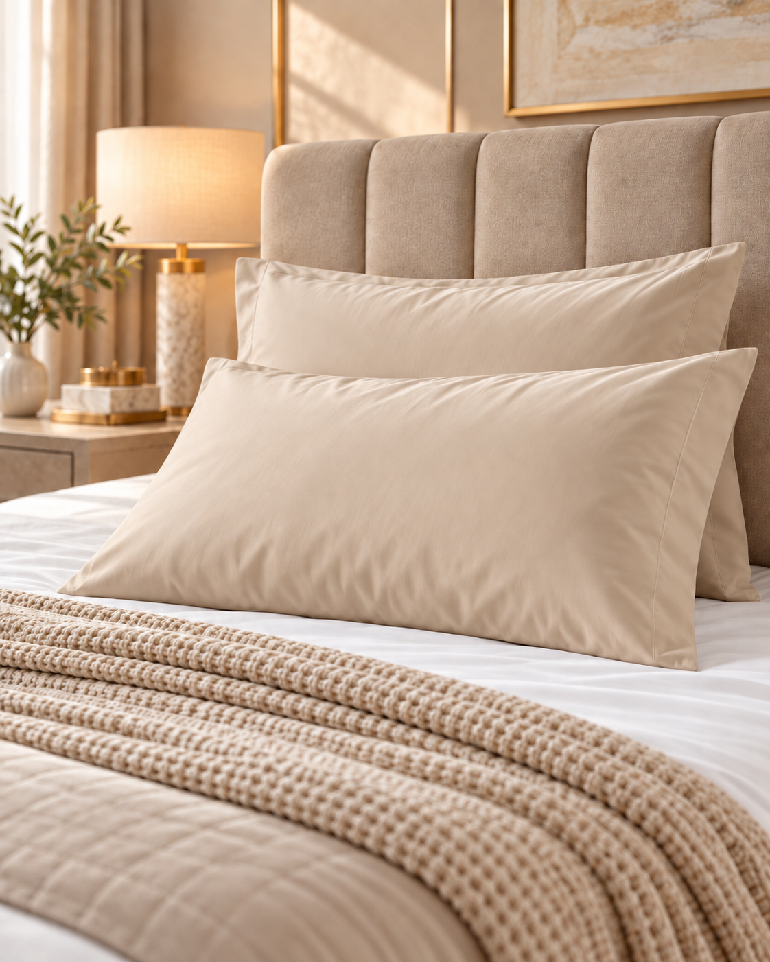 غطاء وسادة MAYF Home بكثافة نسيج 300 – بيج