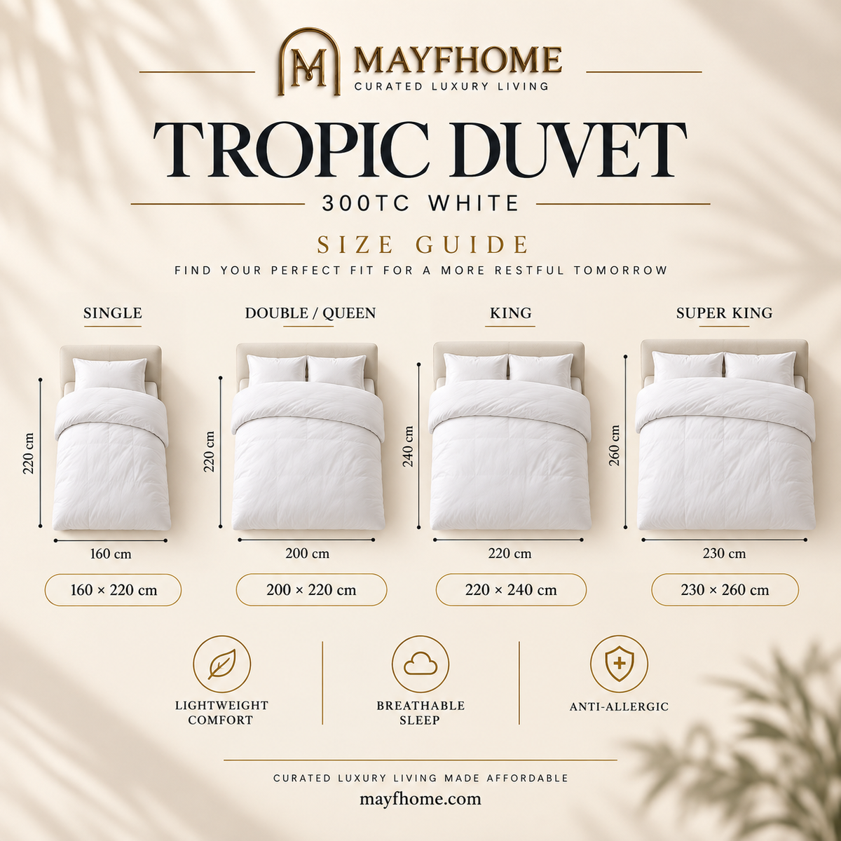MAYF Home 300TC Duvet – White
