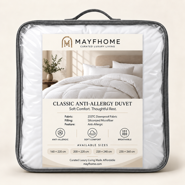 Classic Anti-Allergic Duvet by Mayf Home — folded with brand logo