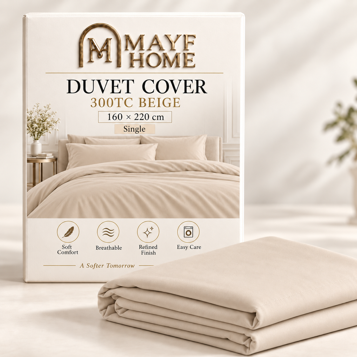 MAYF Home 300TC Duvet Cover – Beige