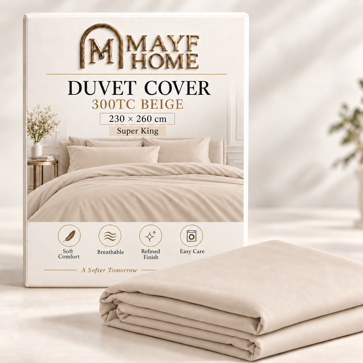 MAYF Home 300TC Duvet Cover – Beige