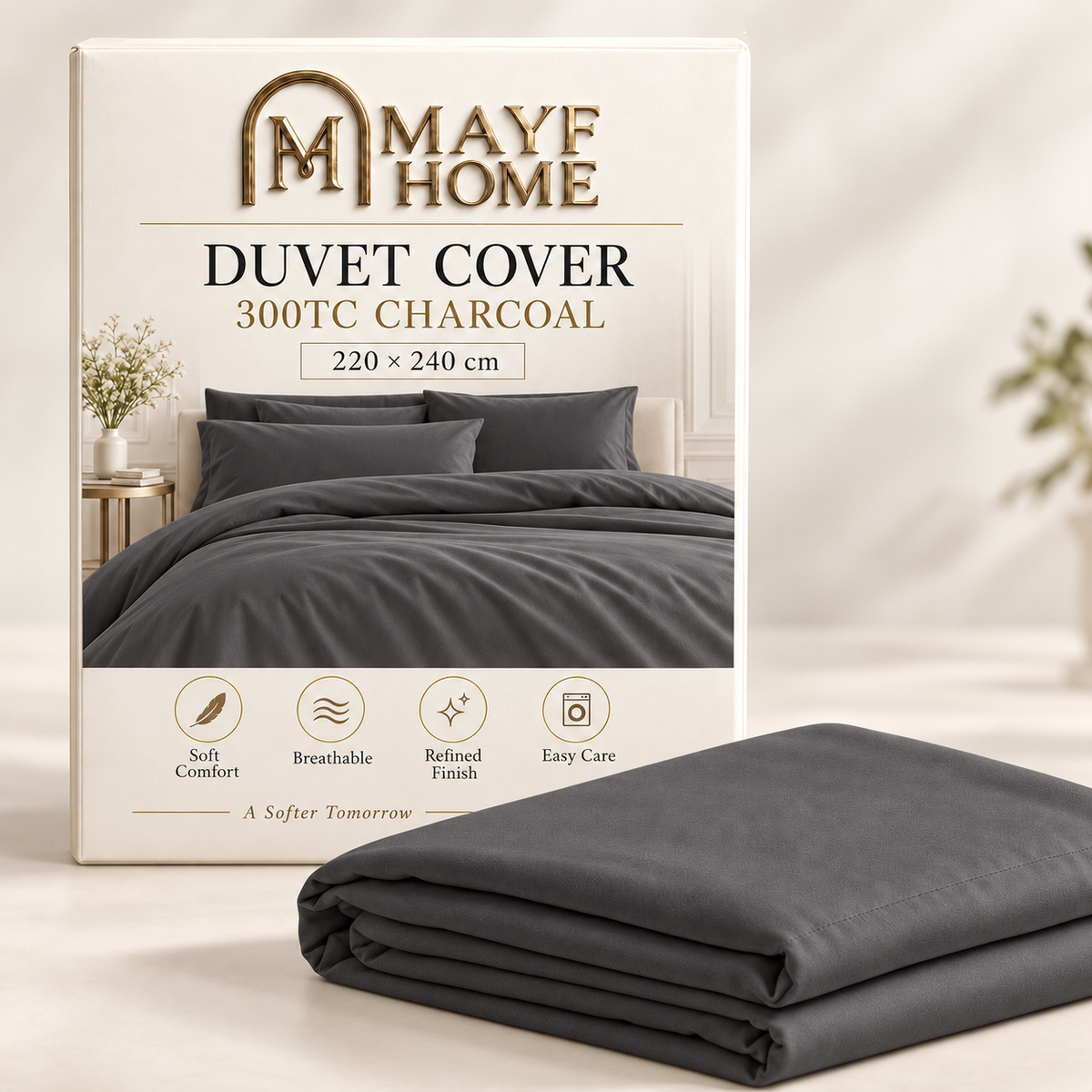 MAYF Home 300TC Duvet Cover – Charcoal
