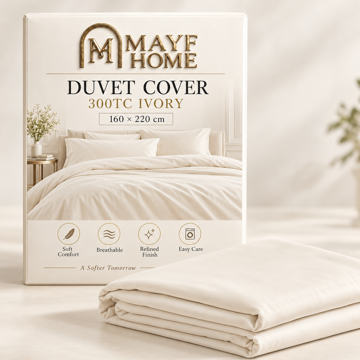 MAYF Home 300TC Duvet Cover – Ivory