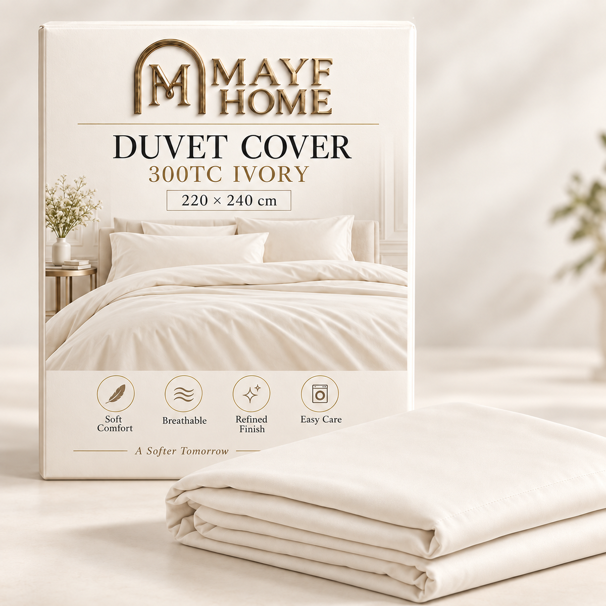 MAYF Home 300TC Duvet Cover – Ivory
