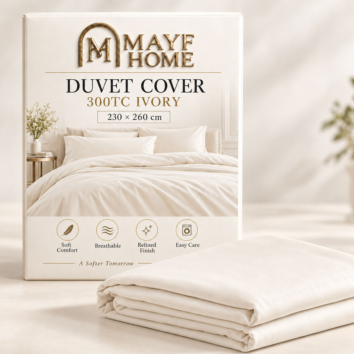 MAYF Home 300TC Duvet Cover – Ivory