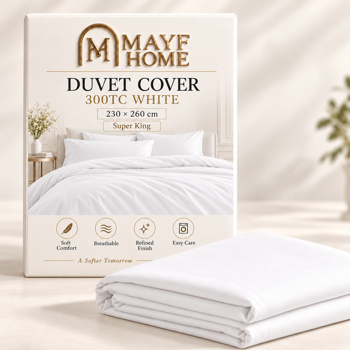MAYF Home 300TC Duvet Cover – White