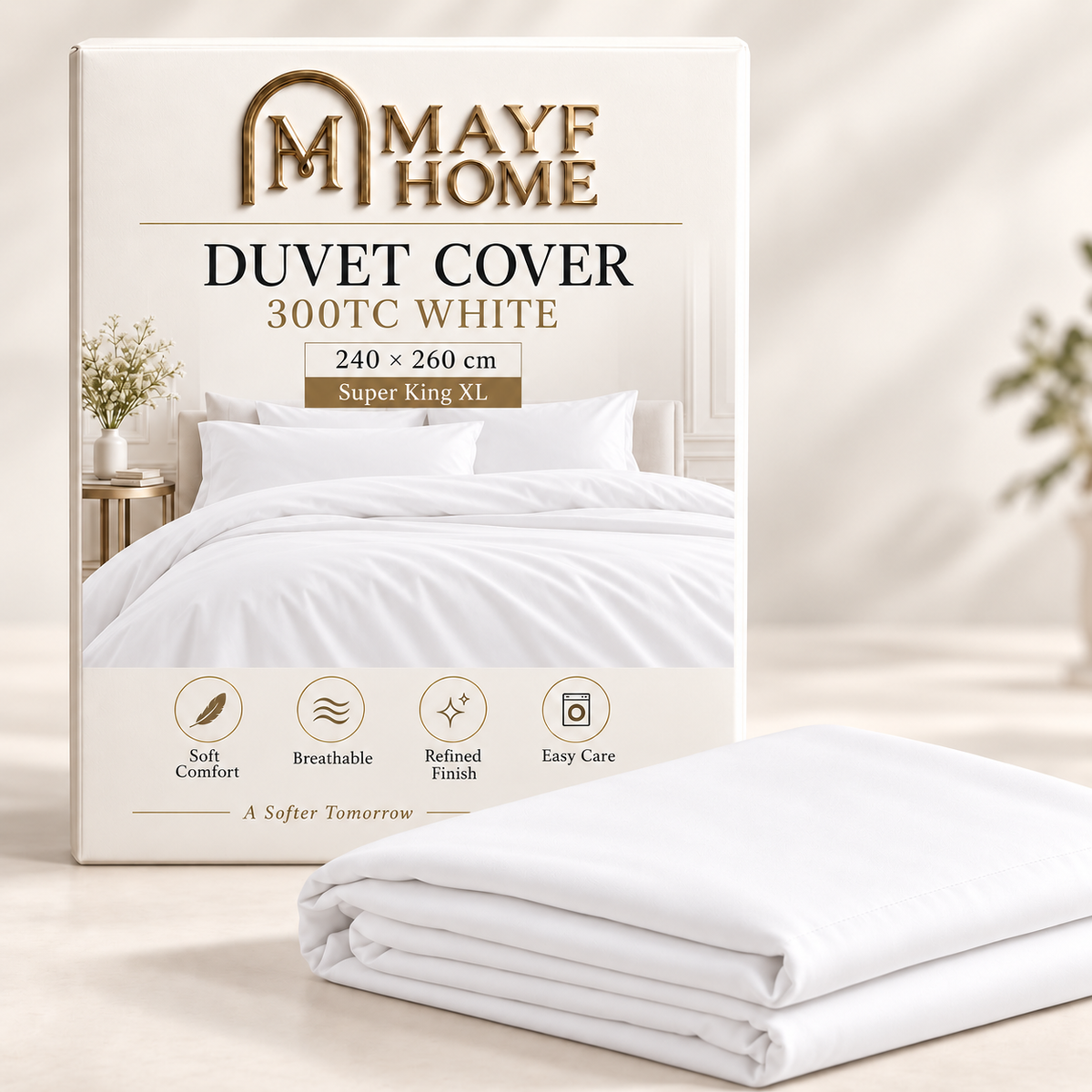 MAYF Home 300TC Duvet Cover – White