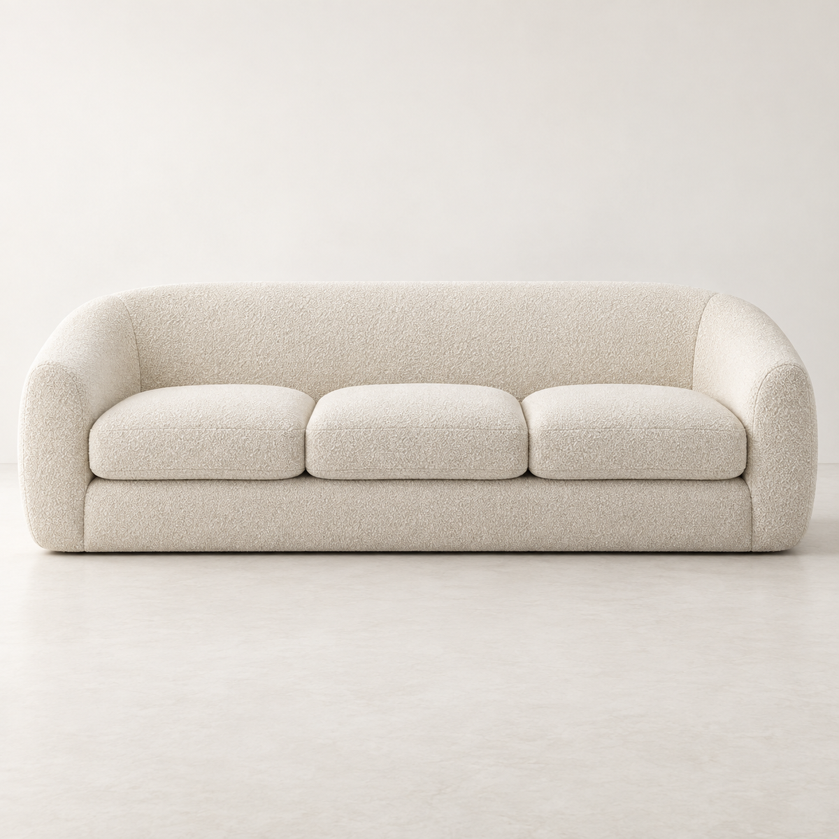 Ivory Curve Sofa with Rounded Arms by MAYF HOME