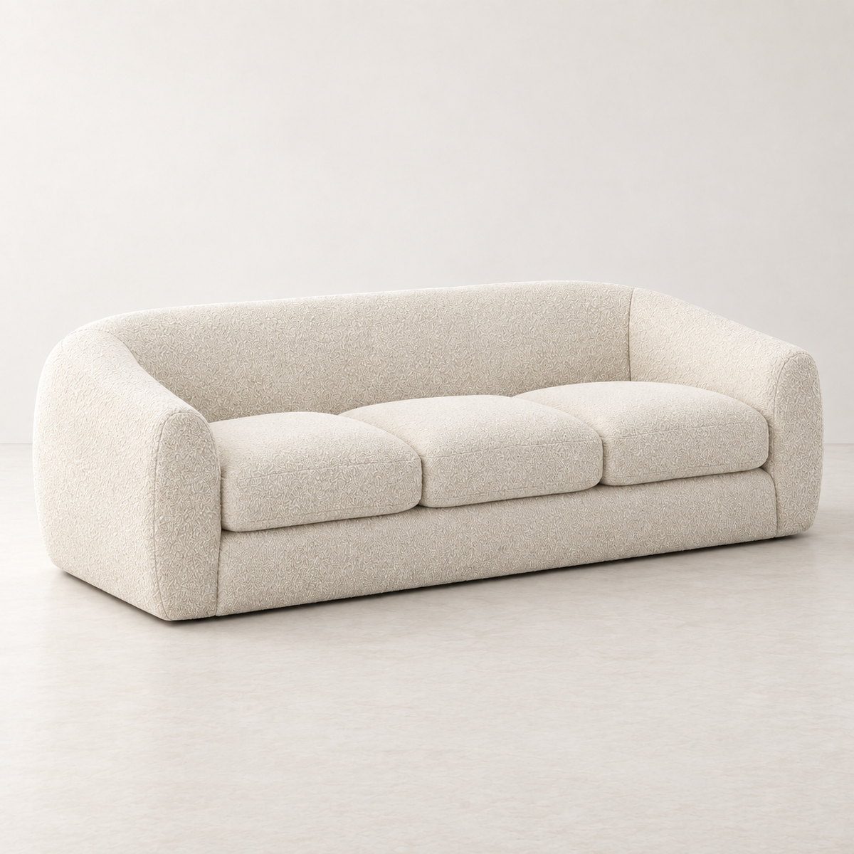Ivory Curve Sofa with Rounded Arms by MAYF HOME