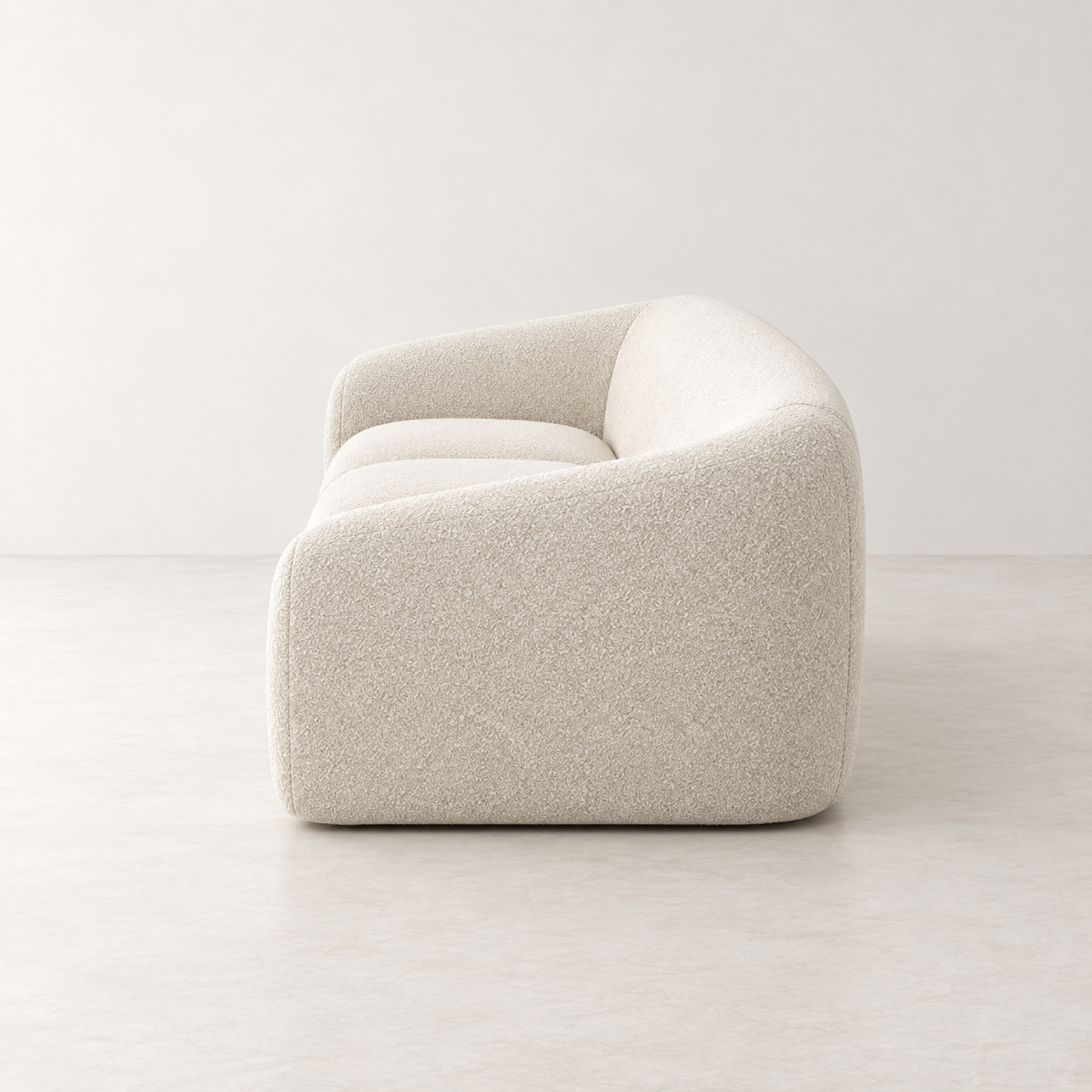 Ivory Curve Sofa with Rounded Arms by MAYF HOME