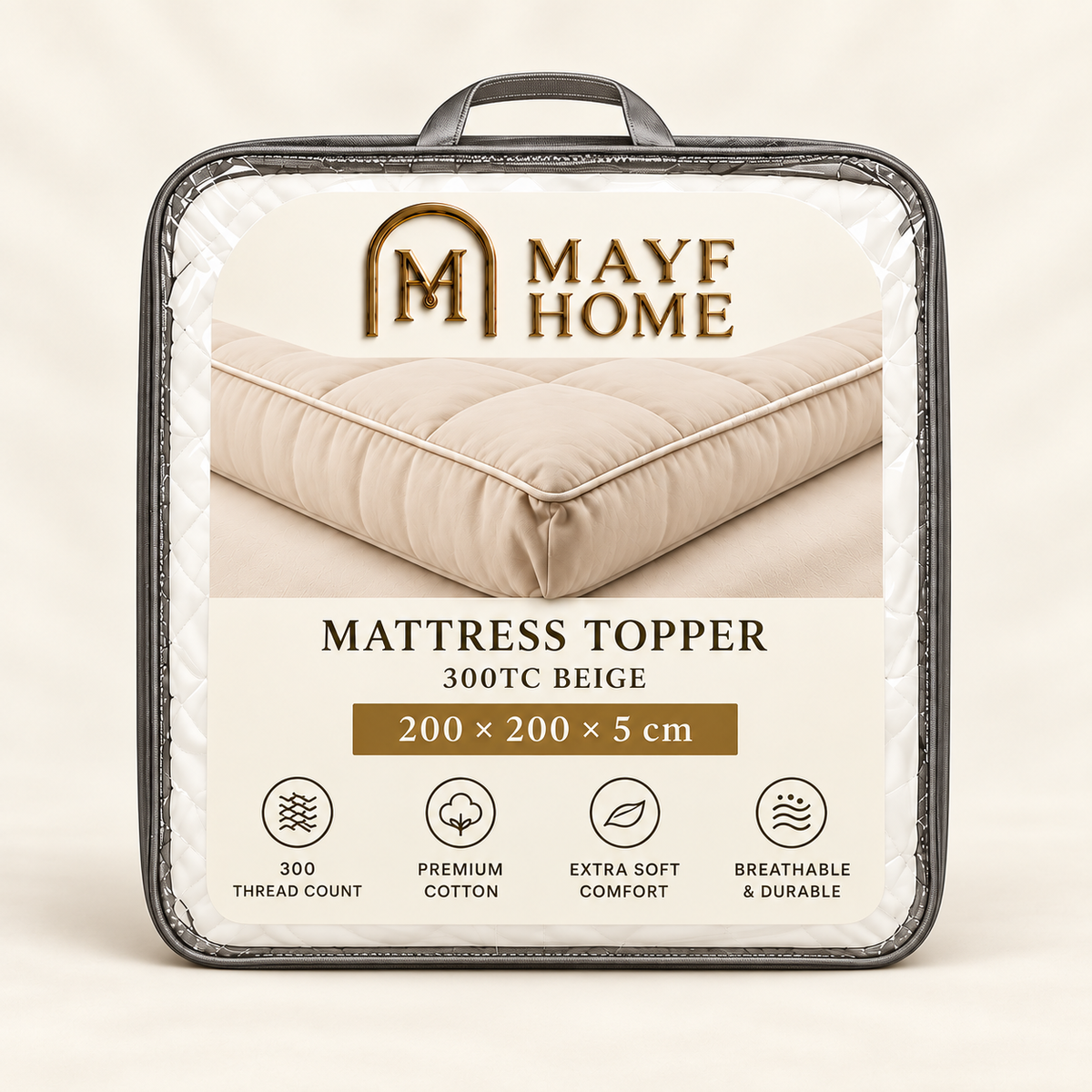 MAYF Home 300TC Mattress Topper – Beige