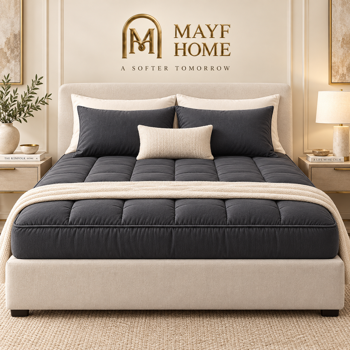 MAYF Home 300TC Mattress Topper – Charcoal