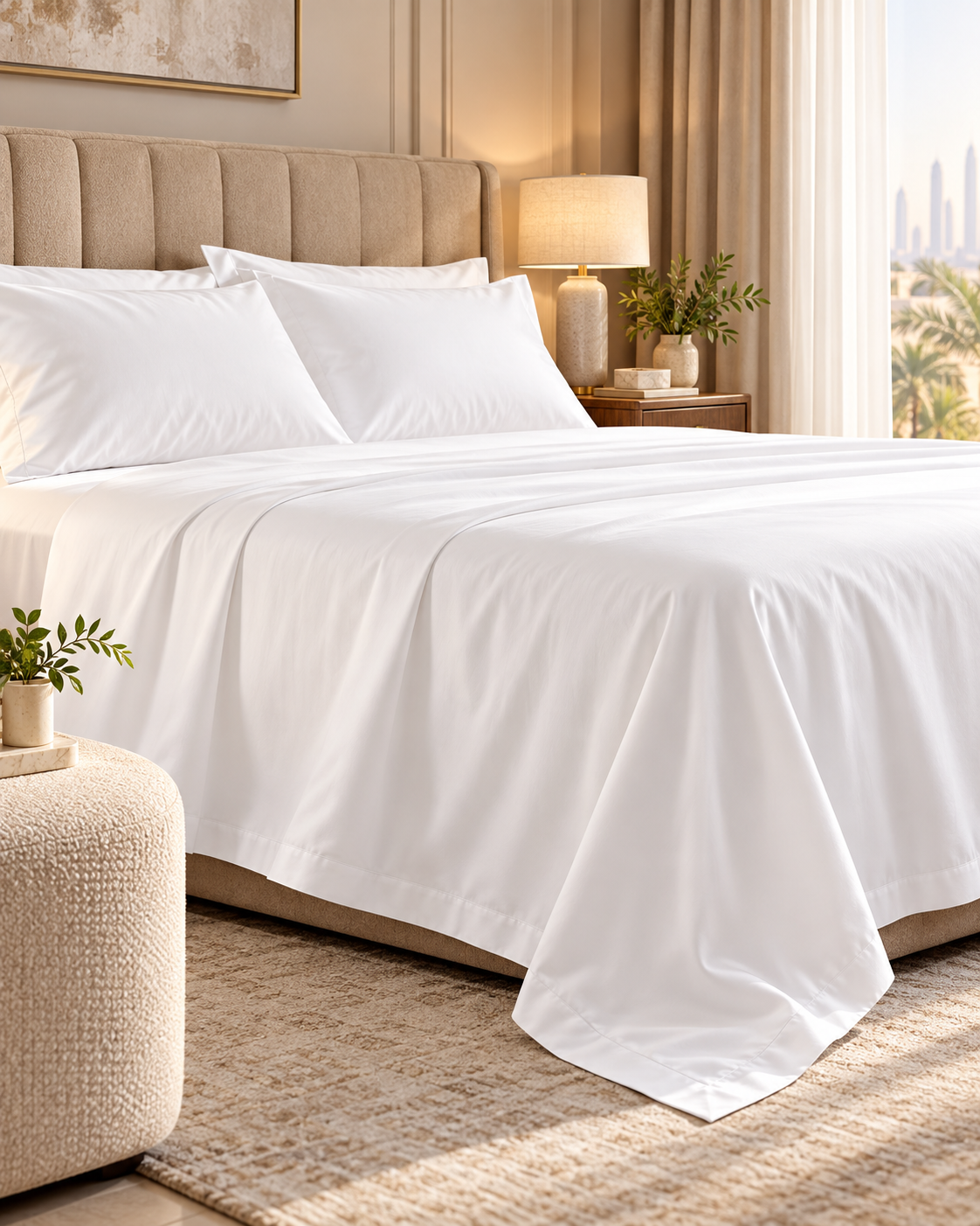 ملاءة سرير مسطحة MAYF Home بكثافة نسيج 300 – أبيض