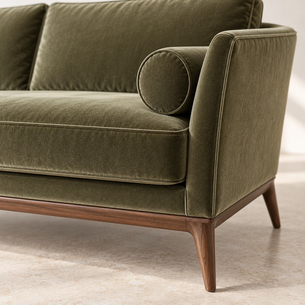 Olive Atelier Olive Velvet Three-Seat Sofa by MAYF Home