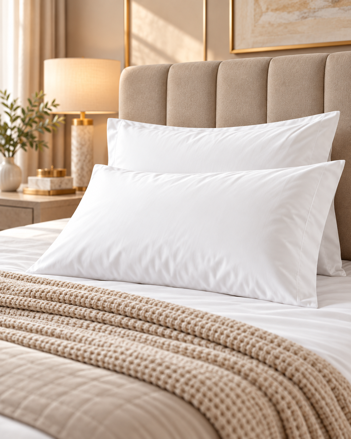 غطاء وسادة MAYF Home بكثافة نسيج 300 – أبيض