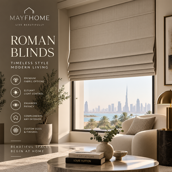 Roman Blinds by Mayf Home — custom-fit fabric styled in a window