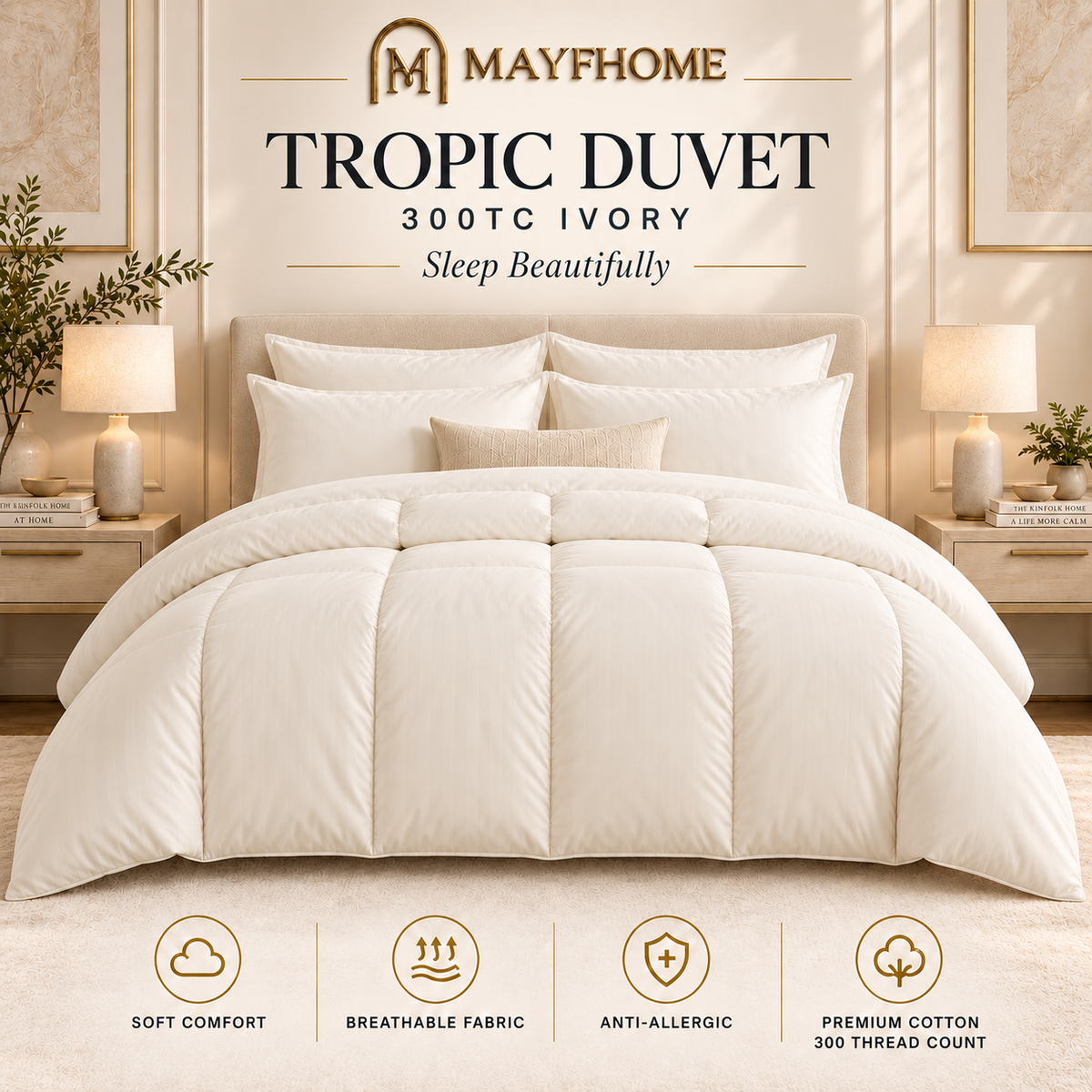 Tropic Duvet - Ivory By Mayfhome