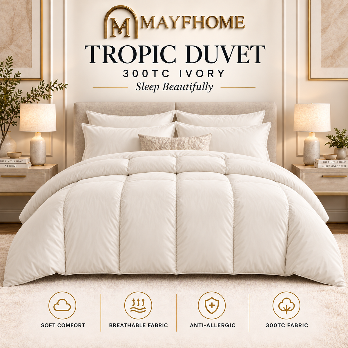 Tropic Duvet - Ivory By Mayfhome