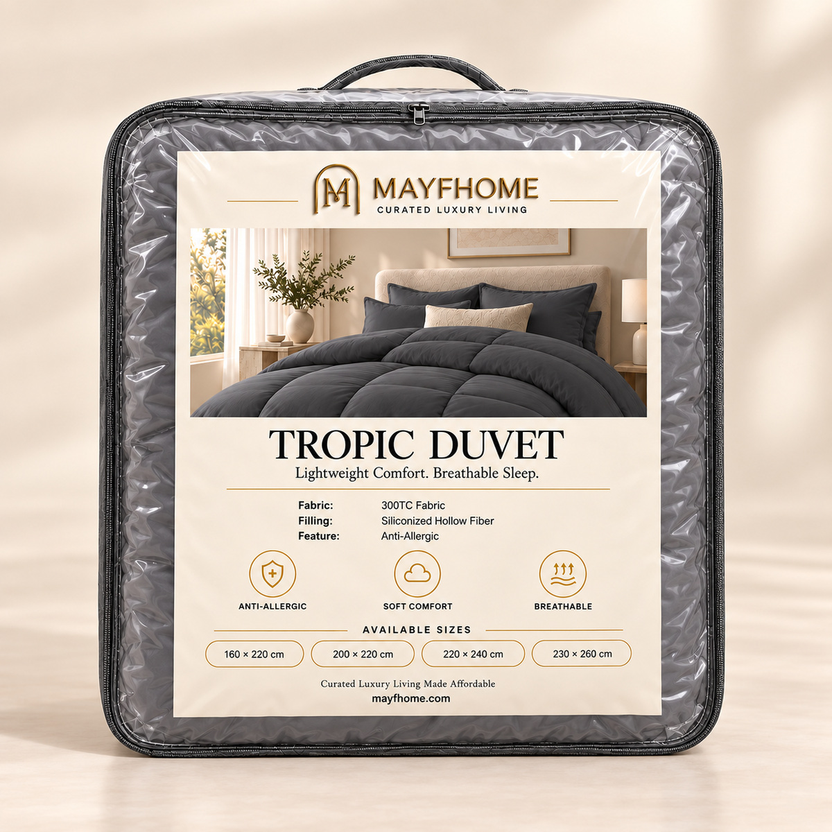 MAYF Home 300TC Duvet – Charcoal