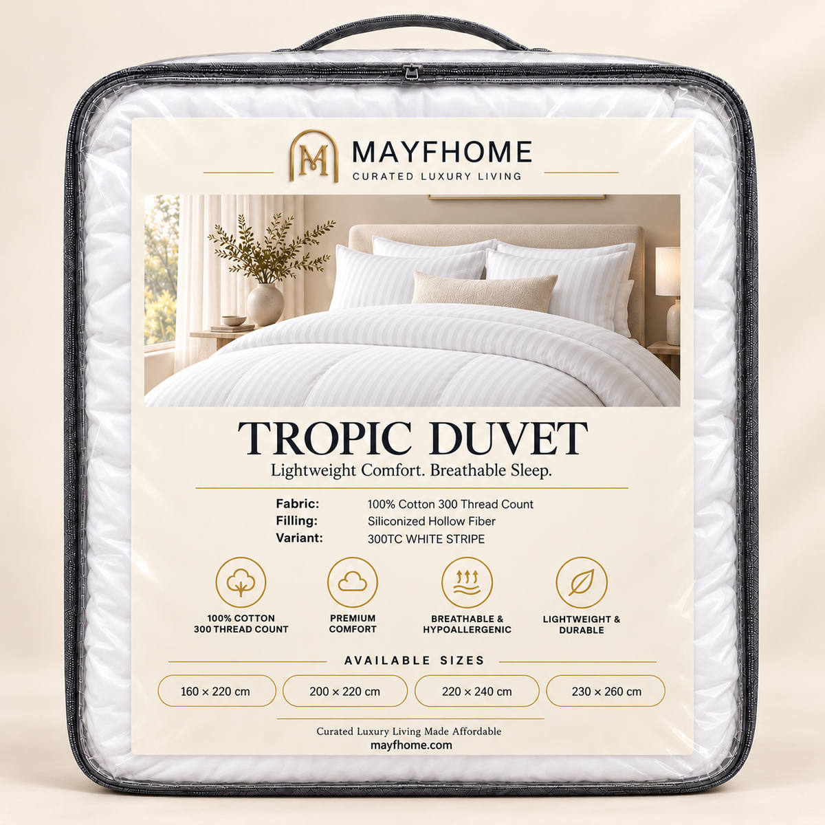 MAYF Home 300TC Duvet – White Stripe