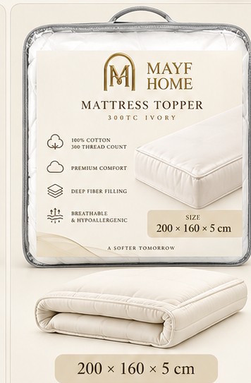 MAYF Home 300TC Mattress Topper – Ivory