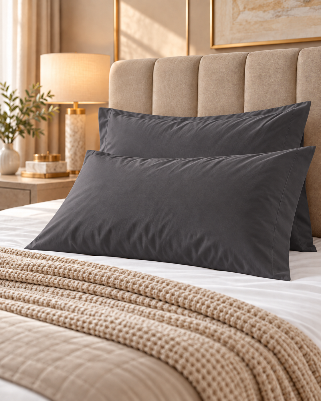 غطاء وسادة MAYF Home بكثافة نسيج 300 – فحمي